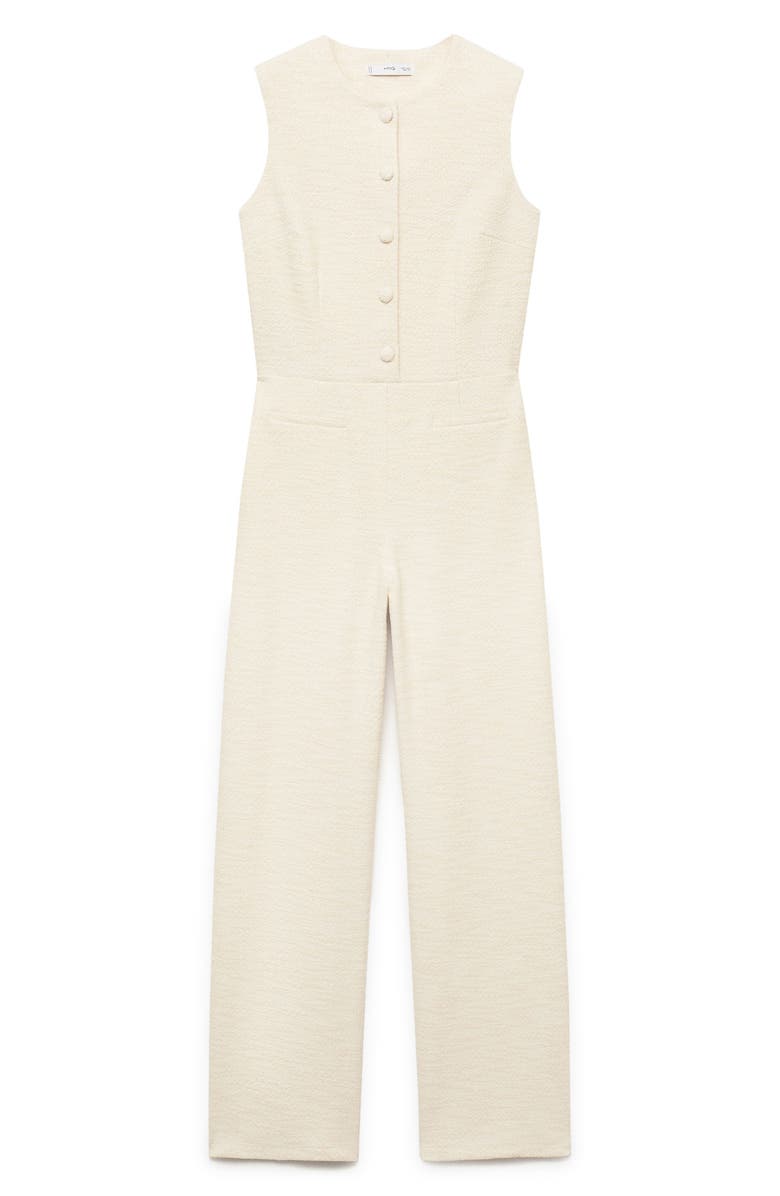MANGO Sleeveless Tweed Jumpsuit, Alternate, color,