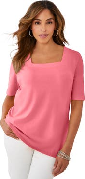 Jessica London Stretch Cotton Square Neck Tee