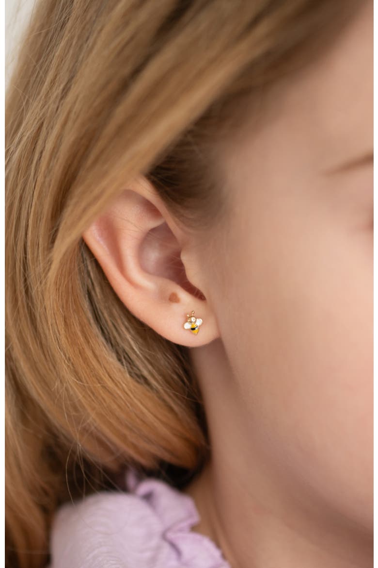 14k Honey Bee Earrings, Alternate, color, Yellow