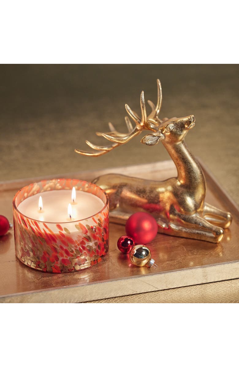 Zodax Pepperberry Clove Spangled Three-Wick Jar Candle, Alternate, color, Red/ Gold