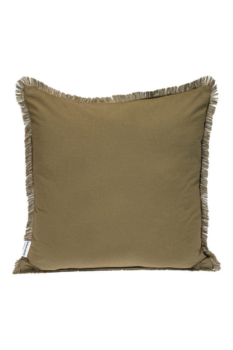 Fringe Trim Square Accent Pillow, Alternate, color, GREEN