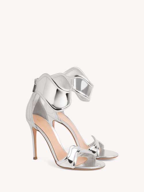 Gianvito Rossi Lucrezia 100mm Mirrored-leather Sandals In Silver