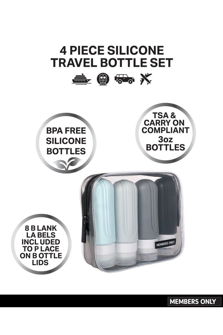 Silicone Travel Bottle Set, 4 Pack, Alternate, color, Multicolor