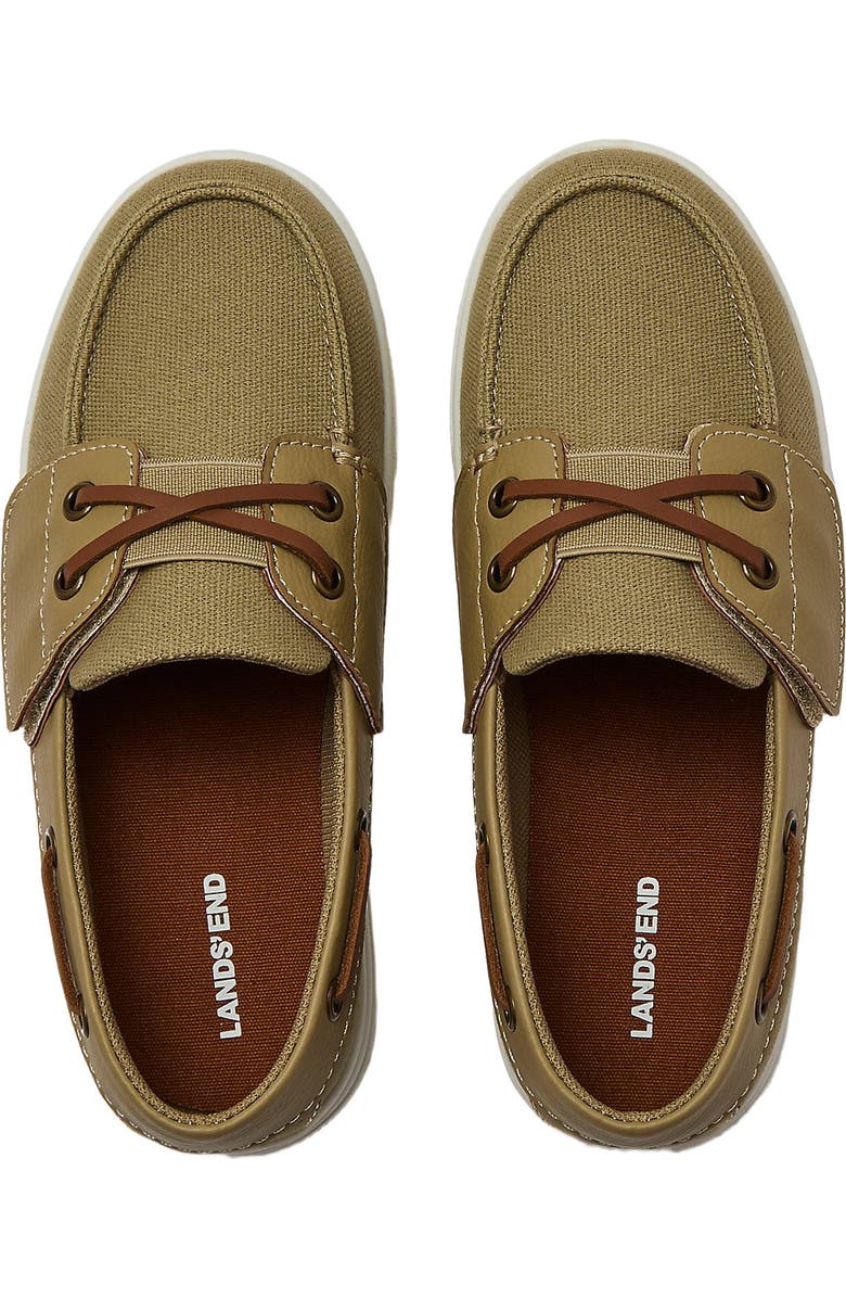 Lands' End Kids Canvas Easy On Boat Shoes, Alternate, color, Desert Tan