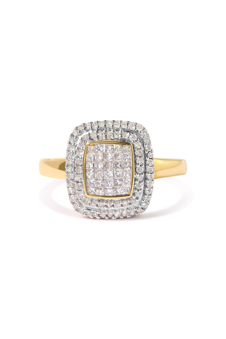 10K Yellow Gold 1/2 cttw Diamond Composite Head and Halo Ring, Alternate, color, Yellow