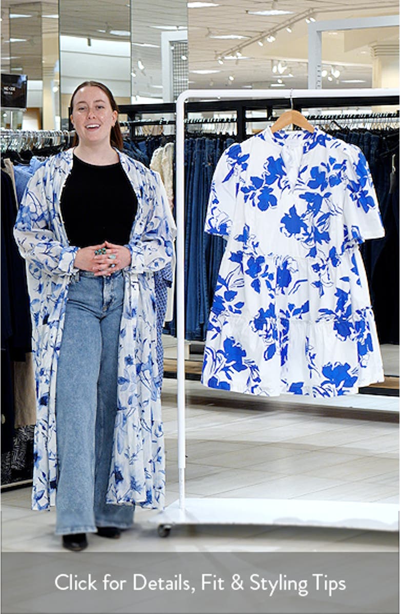 Aby Floral Dixie Tiered Cotton Dress, sales video thumbnail