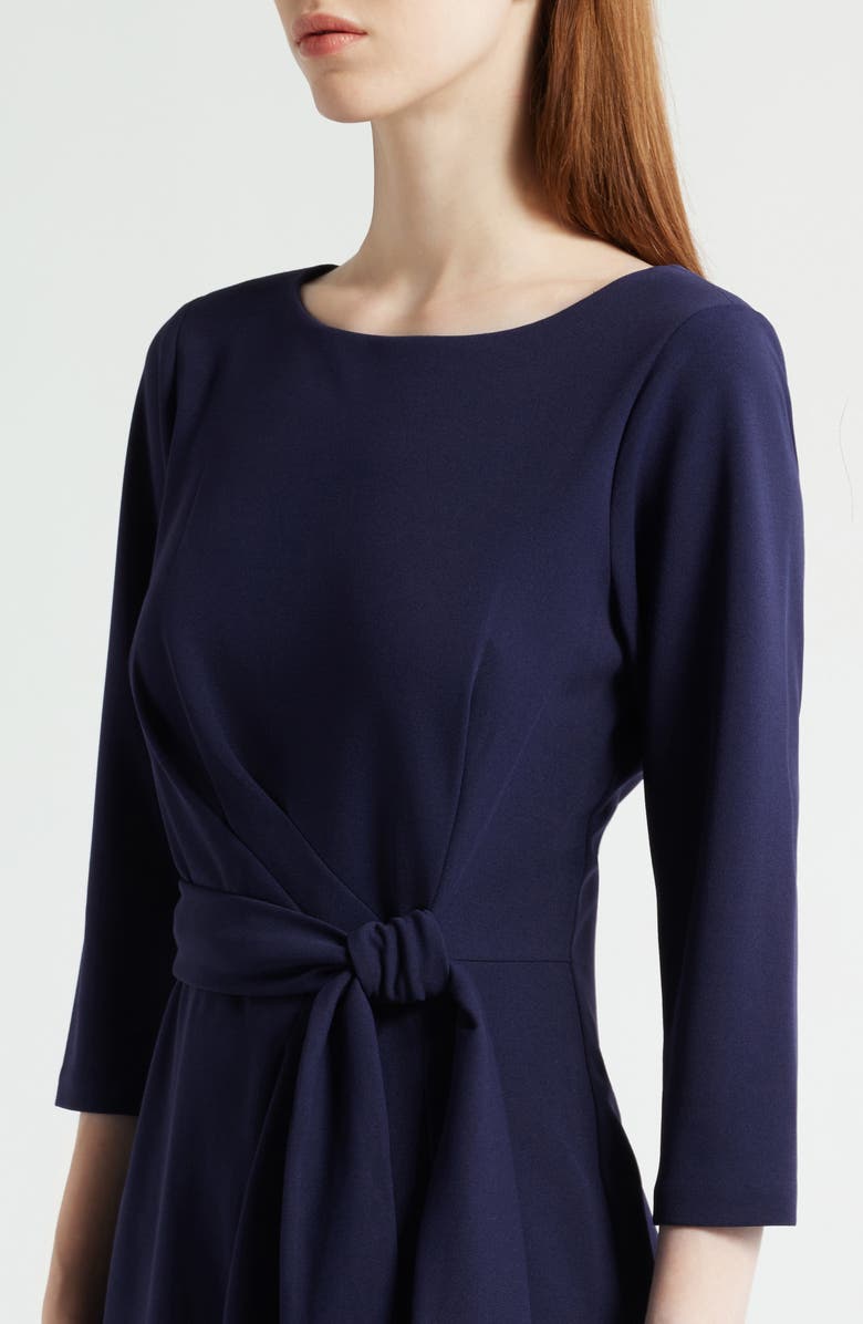 Tahari ASL Side Tie Long Sleeve Dress, Alternate, color, Midnight Navy