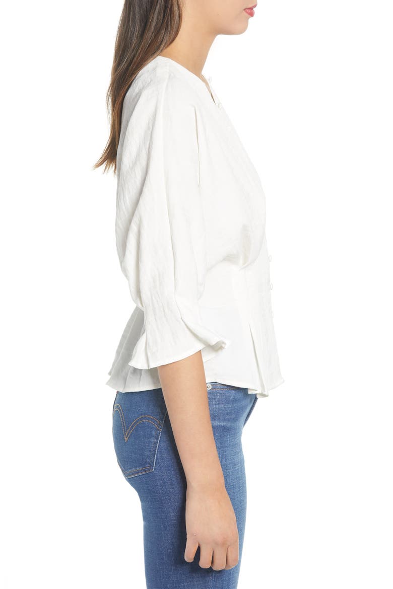 Cinched Waist Top, Alternate, color, WHITE