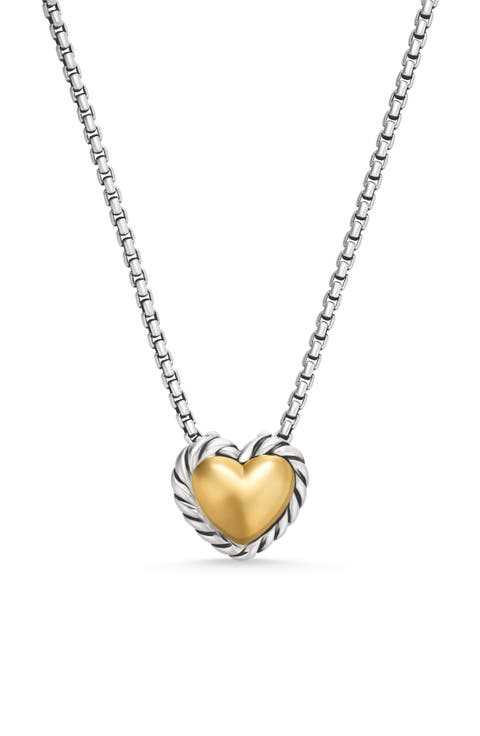 Cable Cookie Classic Heart Necklace with 18K Yellow Gold