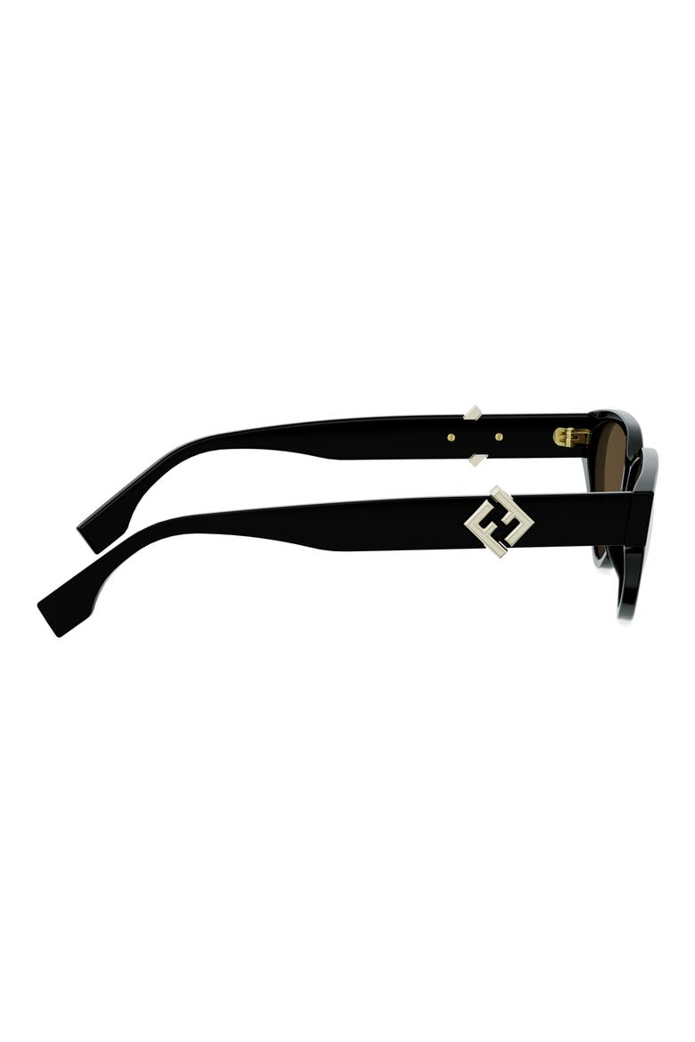 FF Diamonds 57mm Cat Eye Sunglasses, Alternate, color, SHINY BLACK / BROWN