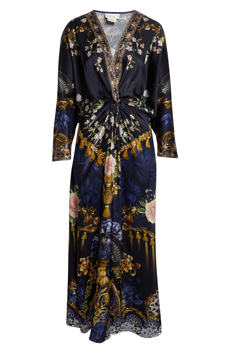 Camilla Twist Front Batwing Long Sleeve Silk Maxi Dress, Alternate, color, Notes From The Blue Room