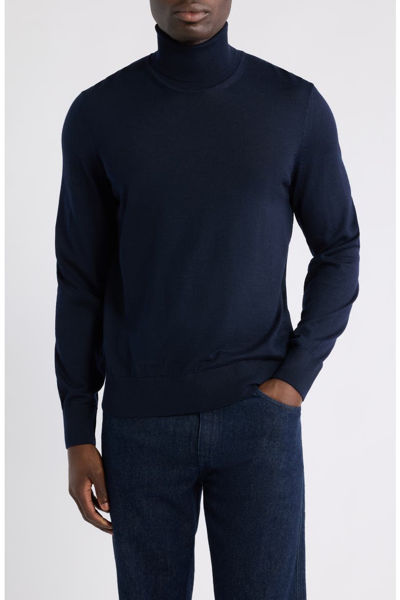 Musso Virgin Wool Turtleneck Sweater, Main, color, DARK BLUE