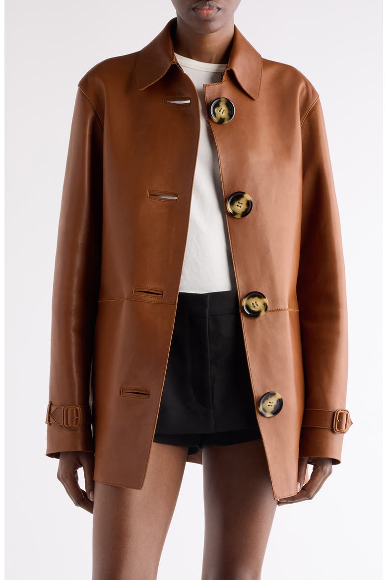 Lorassino Lambskin Leather Jacket, Main, color, COGNAC BROWN
