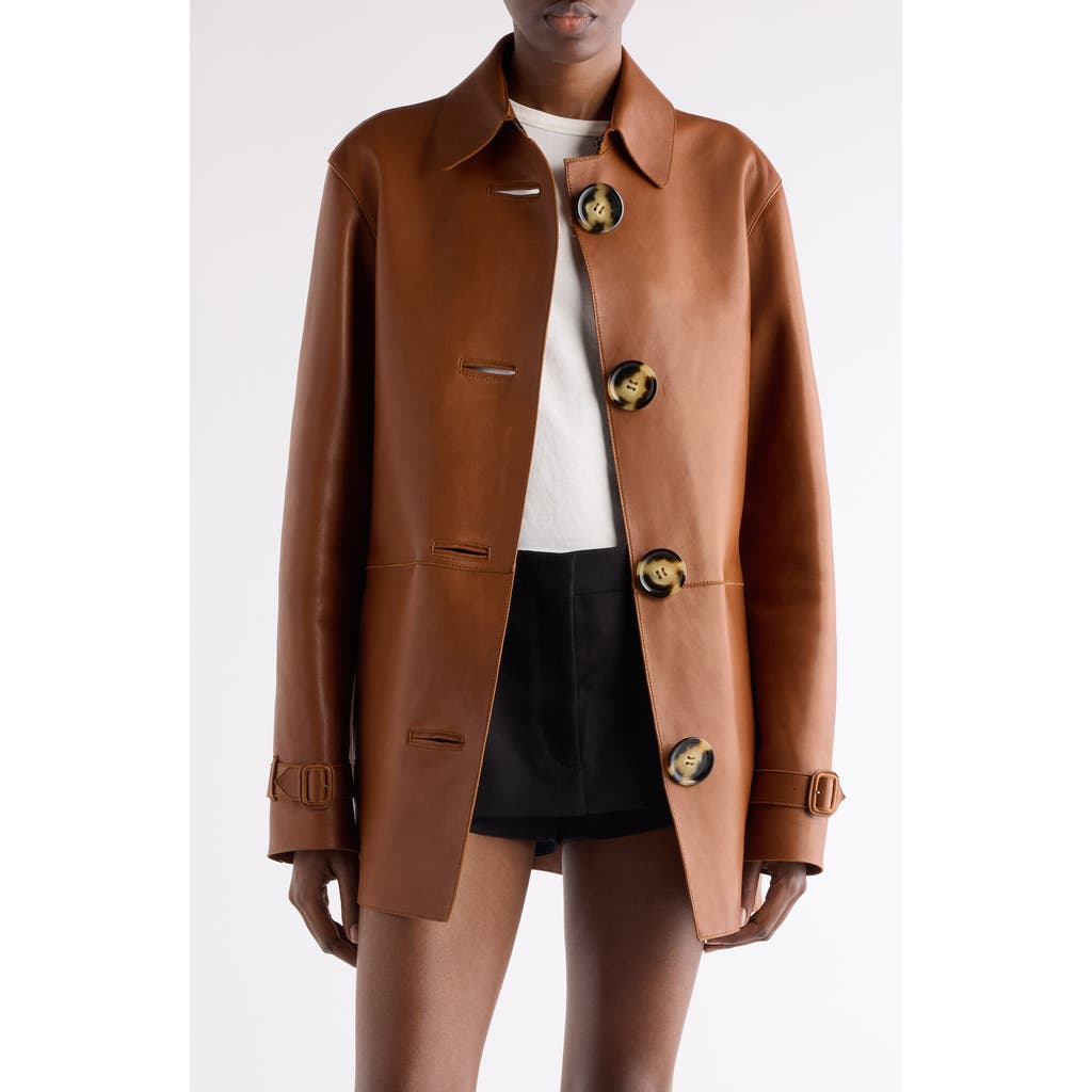 Acne Studios Lorassino Lambskin Leather Jacket In Brown