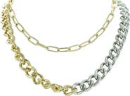 OLIVIA WELLES Two-Tone Double Time Chain Necklace