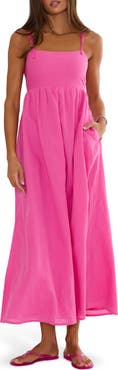 Beach Riot Valory Tie Strap Cotton & Linen Cover-Up Maxi Dress