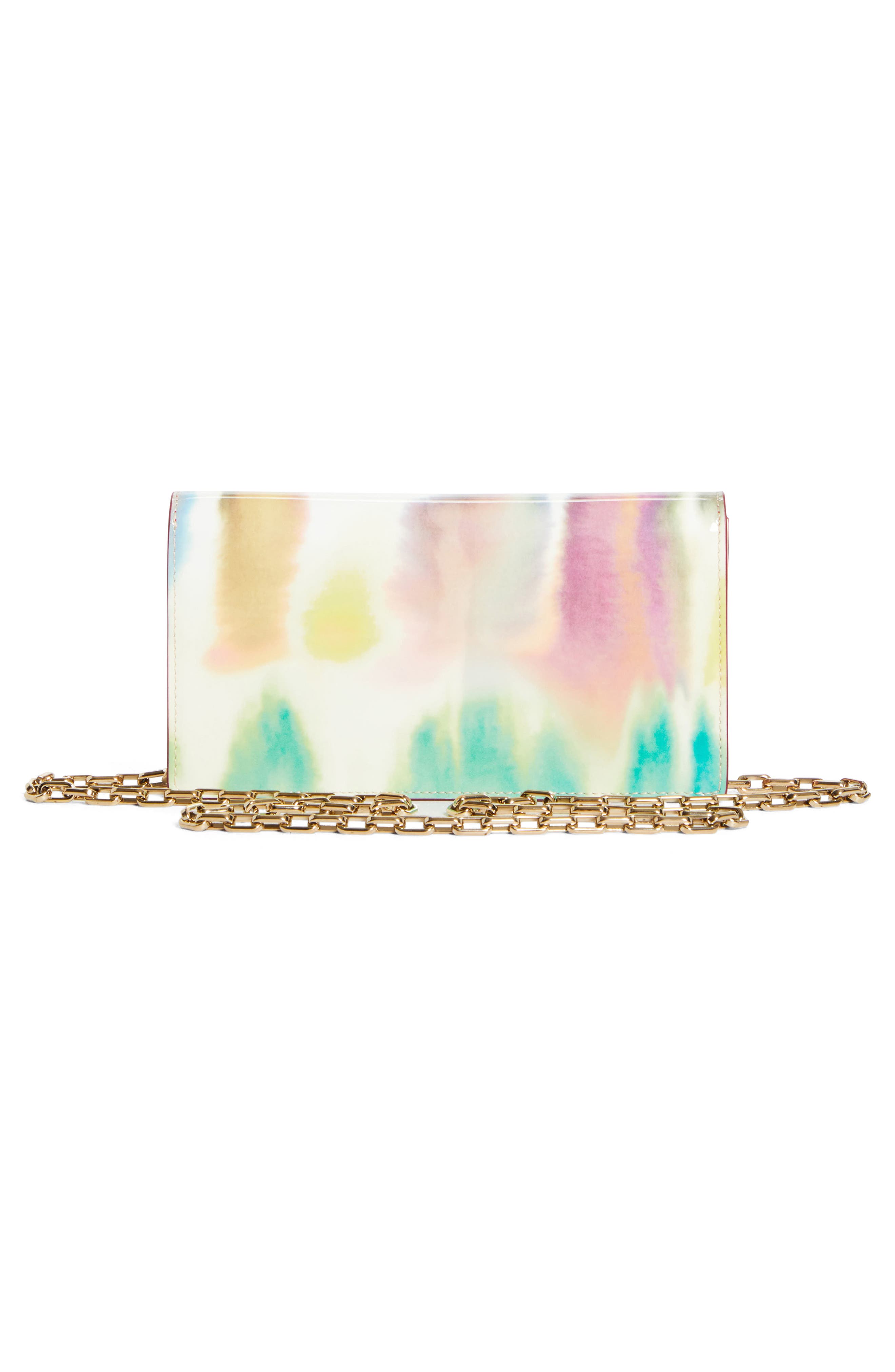 Christian Louboutin Bettina Tie Dye Patent Leather Clutch, Alternate, color, M023 Multi/ Gold