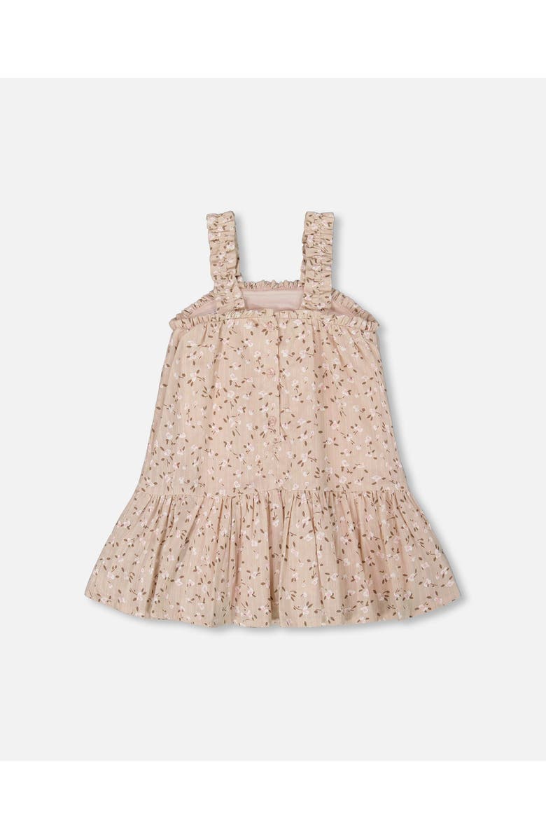 Deux par Deux Girl's Printed Eyelet Dress Beige And Small Flowers, Alternate, color, Beige And Small Flowers