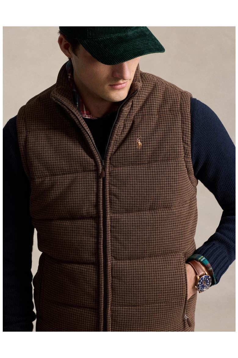 Dogtooth Double Knit Quilted Vest, Alternate, color, CEDAR HEATHER DOGTOOTH