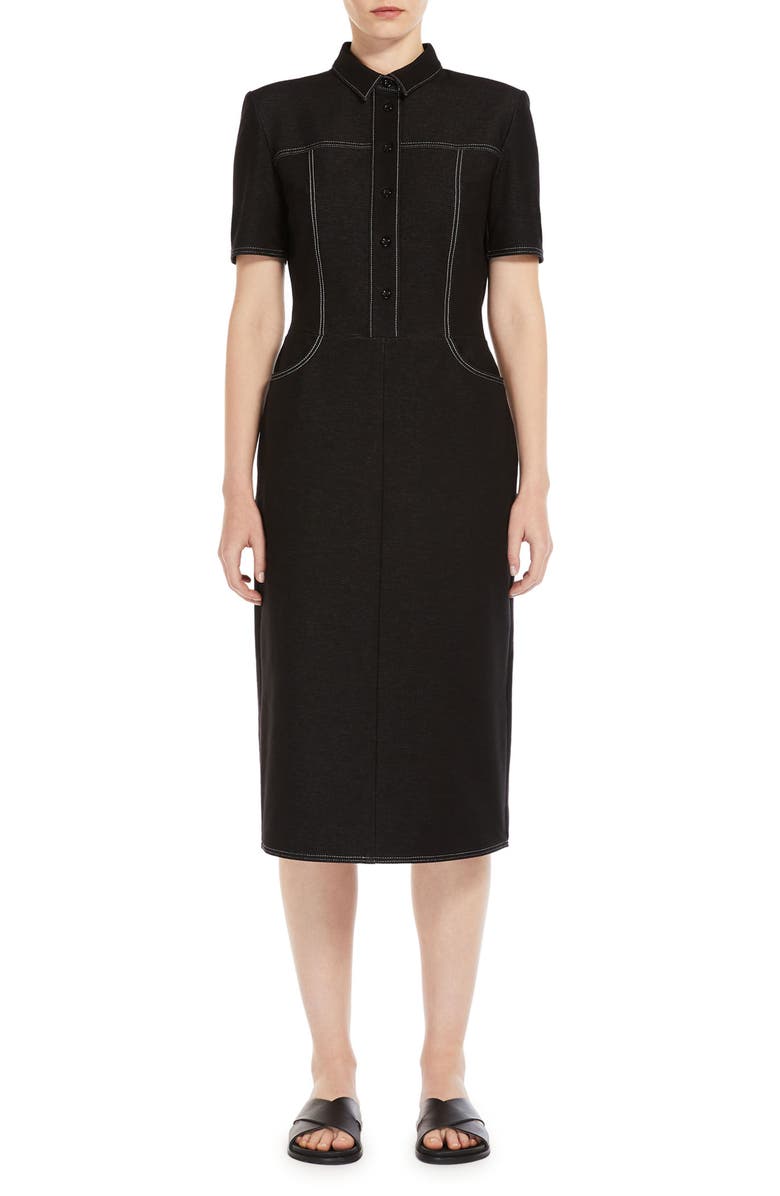 Max Mara Leisure Faro Jersey Shirtdress, Main, color, Black