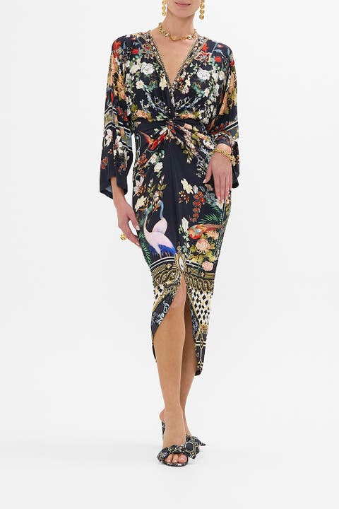 Long Split Front Twist Jersey Dress Palacio Poetry