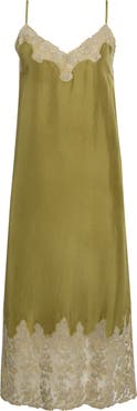 THE GREAT. The Legacy Lace Detail Silk Slipdress