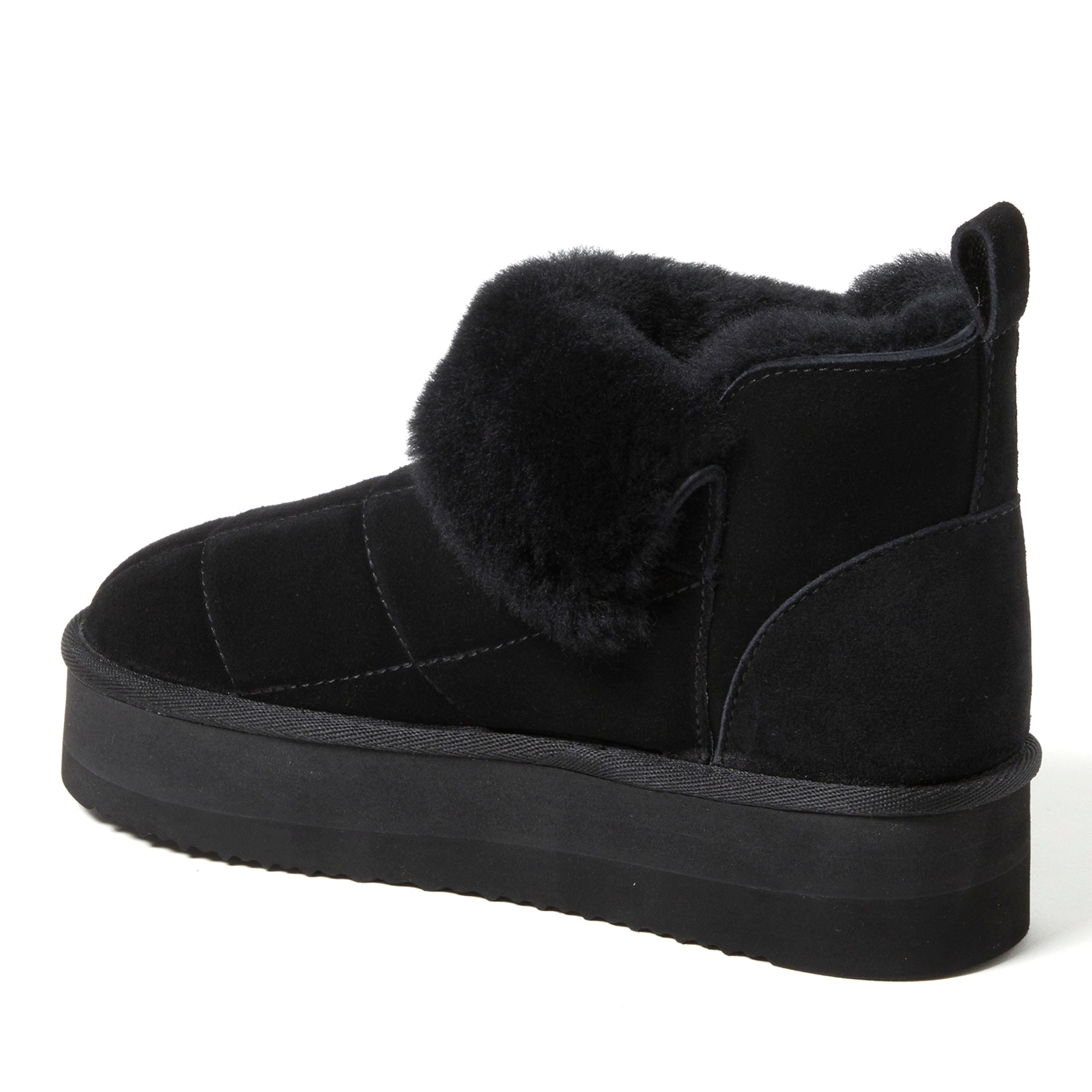 DEARFOAMS Fireside Bayswater Genuine Shearling Quilted Platform Bootie, Alternate, color, Black
