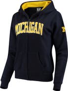 COLOSSEUM Women's Stadium Athletic Navy Michigan Wolverines Arched Name Full-Zip Hoodie