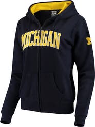 COLOSSEUM Women's Stadium Athletic Navy Michigan Wolverines Arched Name Full-Zip Hoodie