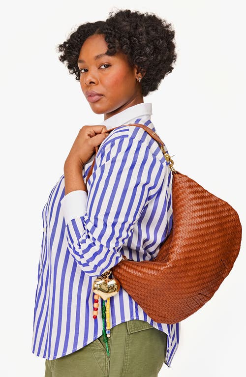 Clare V . Moyen Woven Leather Messenger Bag In Hazelnut Woven Zig Zag