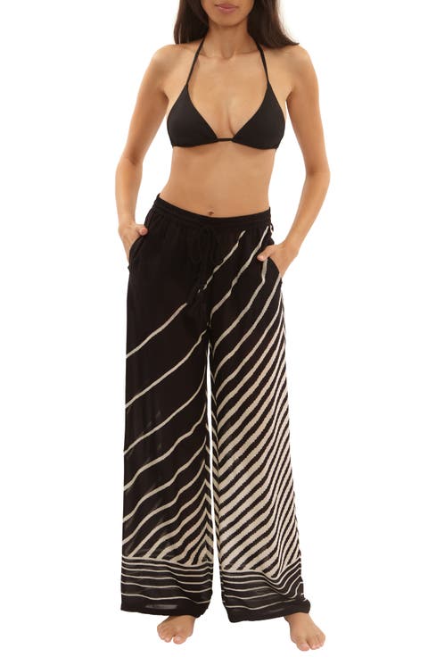 Net Stripe Wide Leg Cover-Up Pants
