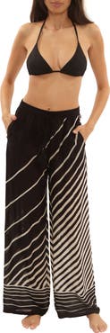 Trina Turk Net Stripe Wide Leg Cover-Up Pants