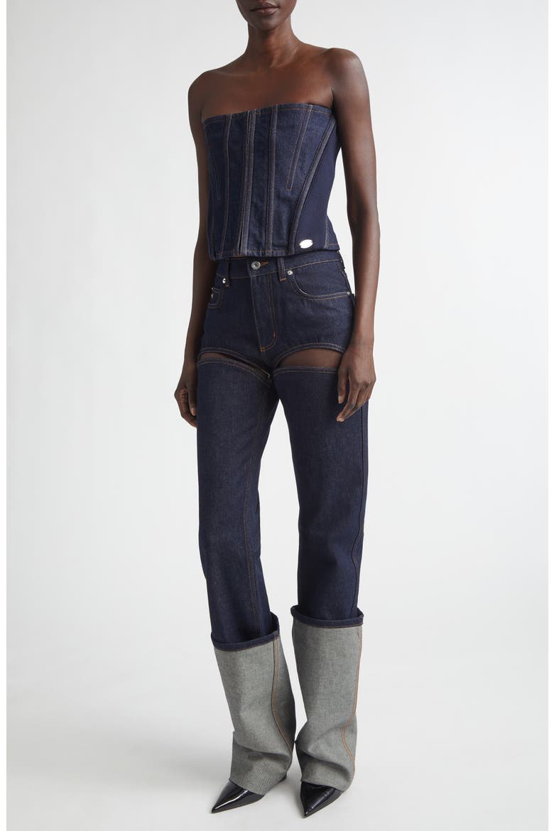Denim Corset Top, Alternate, color, INDIGO