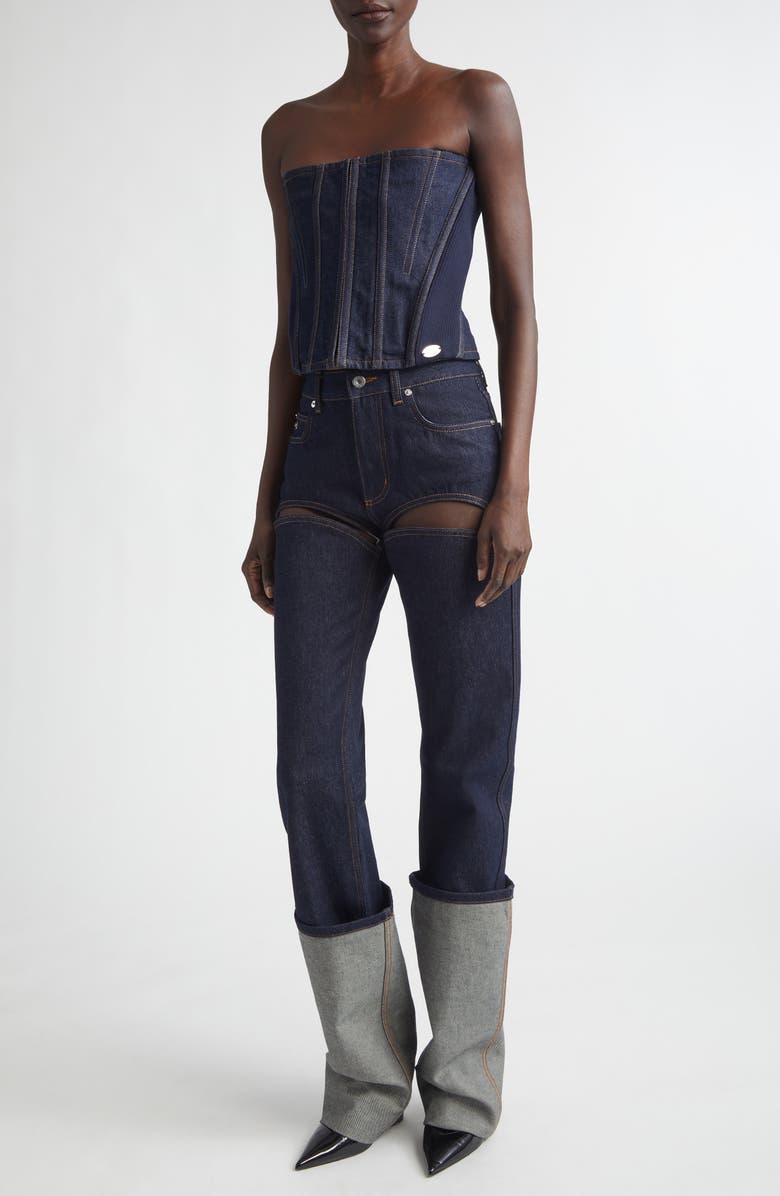 Jean Paul Gaultier Cutout Cuffed Jeans, Alternate, color, Indigo