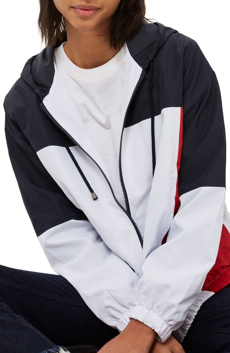 Topshop Colorblock Windbreaker Jacket, Alternate, color,