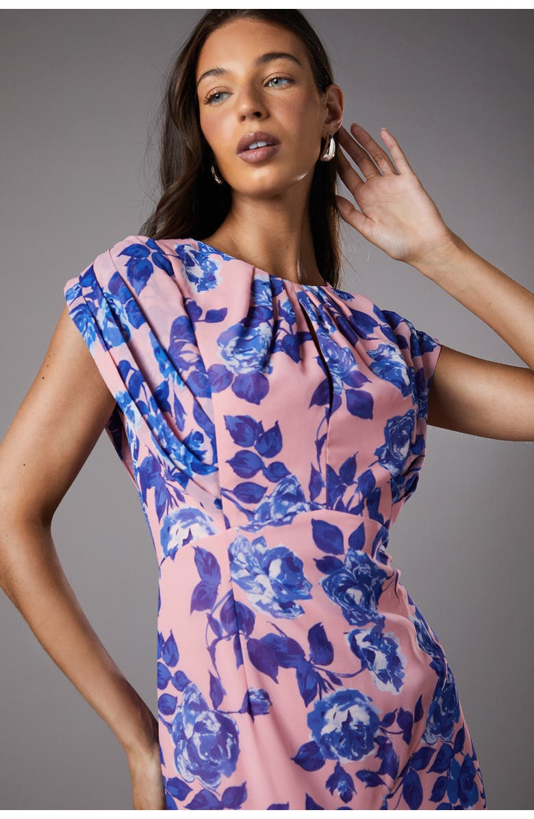 Coast Cap Sleeve Floral Chiffon Midi Dress, Alternate, color, Nude