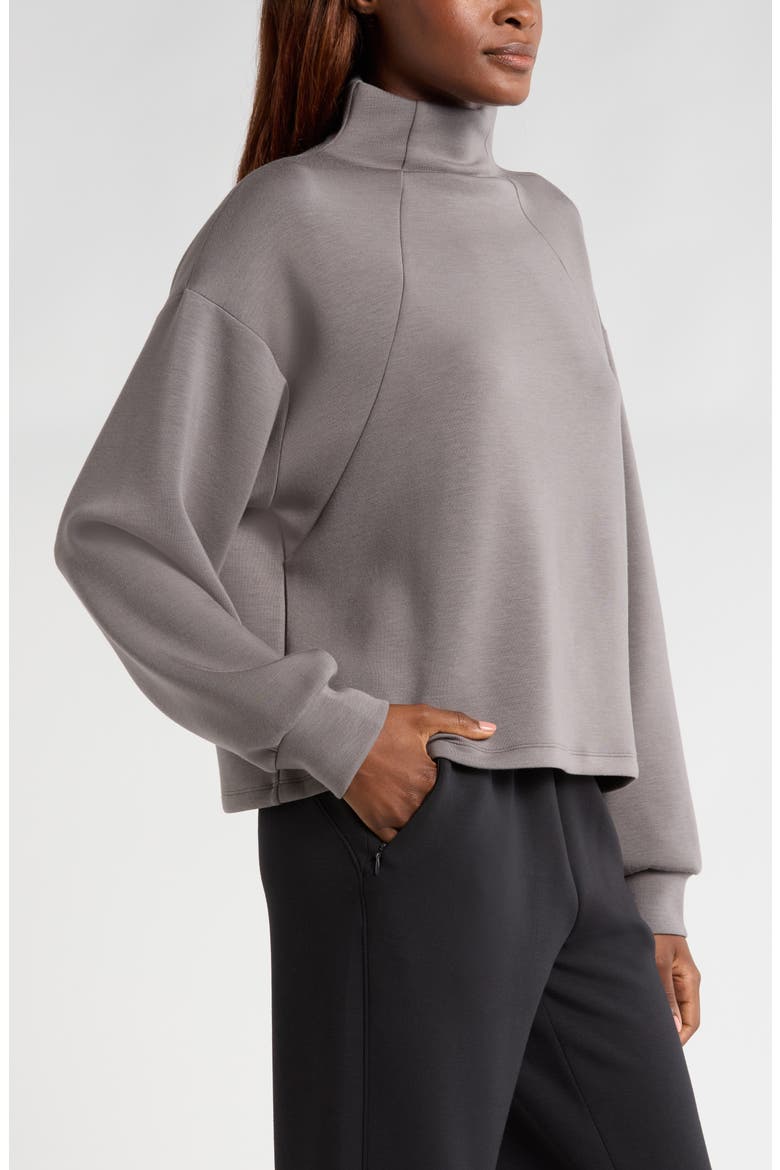 Soft Scuba Knit Funnel Neck Modal Blend Top, Alternate, color, GREY KITTEN