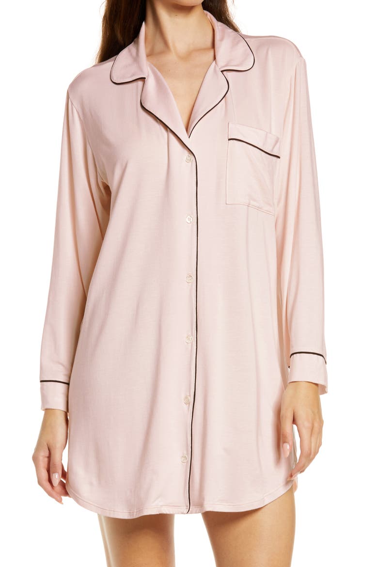 Gisele Jersey Knit Sleep Shirt, Main, color, SORBET/BLACK