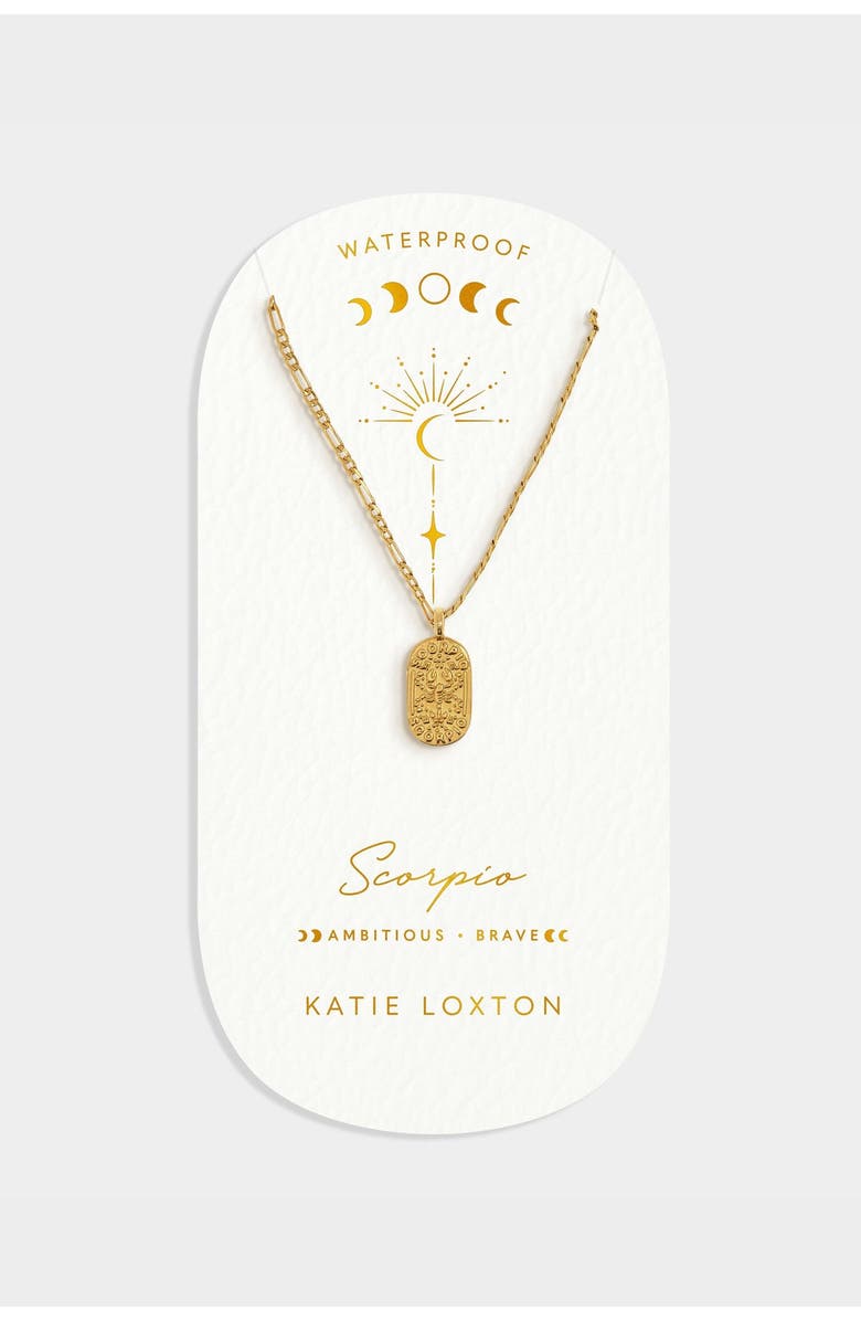 Katie Loxton 'Scorpio' Waterproof Gold Zodiac Necklace, Alternate, color, Gold