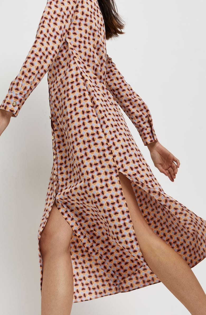 River Island Geometric Print Long Sleeve Midi Shirtdress, Alternate, color, 