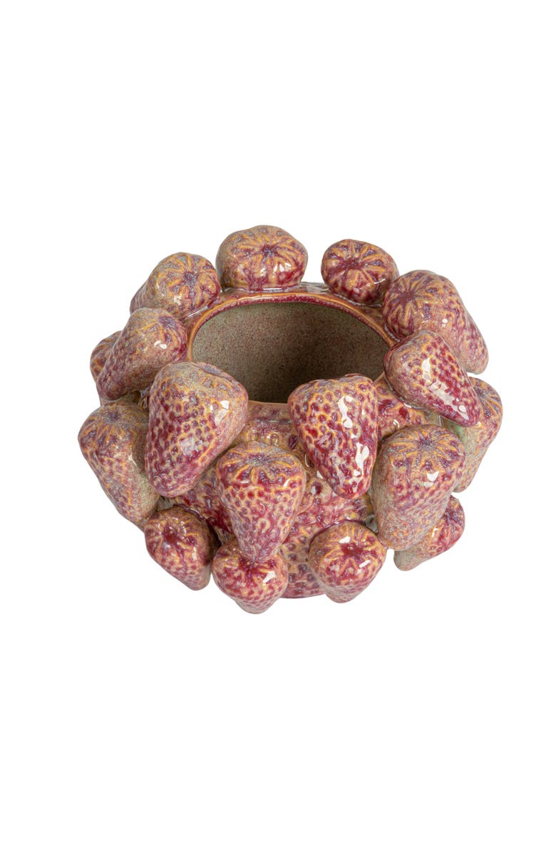Storied Home Strawberry Stoneware Planter Vase, Main, color, Red