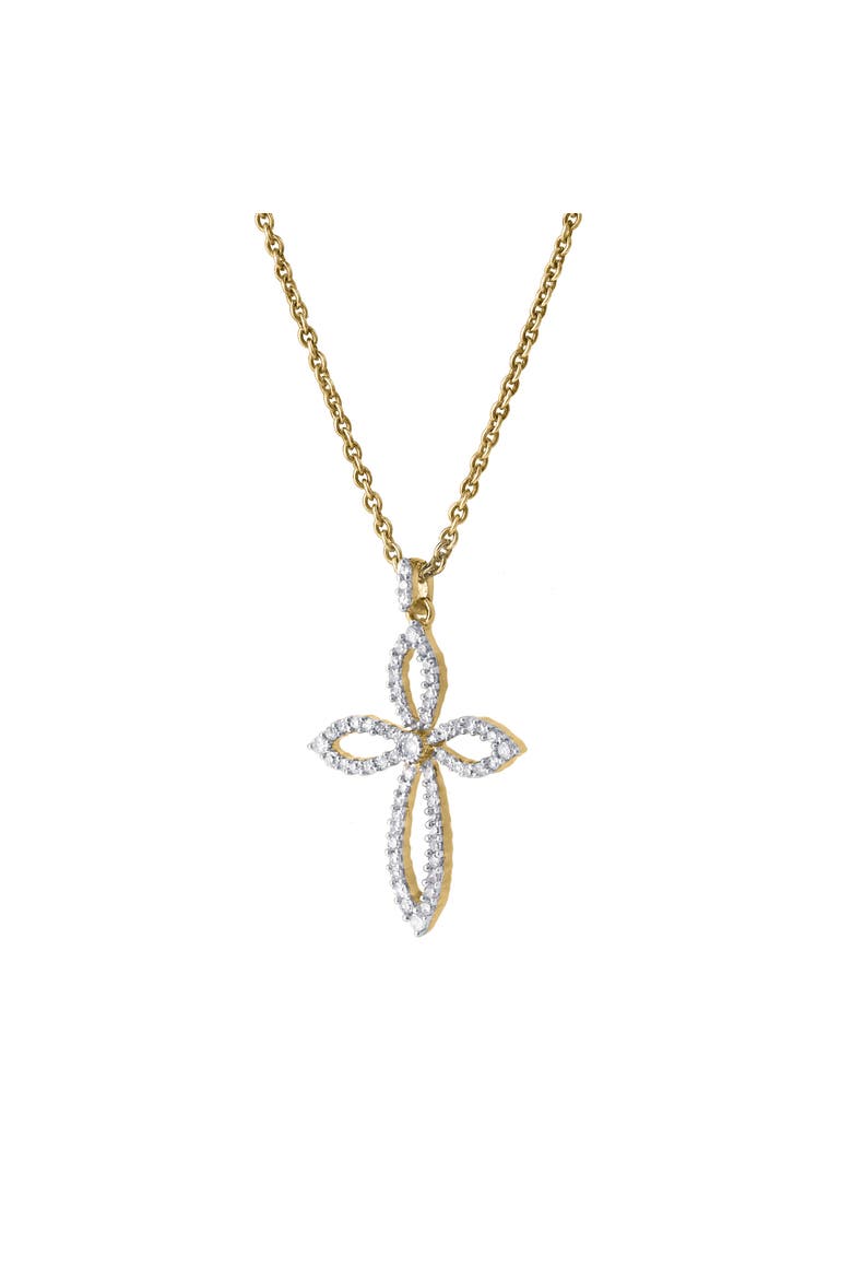 Heavens Whisper 10K Gold Diamond Cross Pendant - 0.25 CT, Alternate, color, 10K Yellow Gold