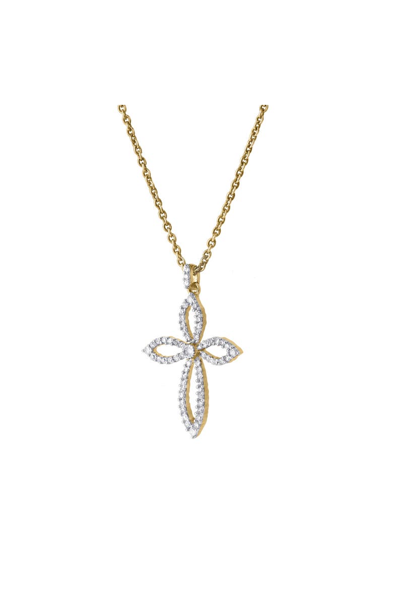 LuvMyJewelry Heavens Whisper 10K Gold Diamond Cross Pendant - 0.25 CT, Alternate, color, 10K Yellow Gold