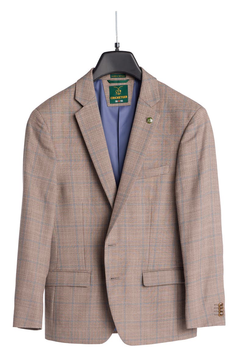 Windowpane Wool Blend Sport Coat, Alternate, color, TAUPE