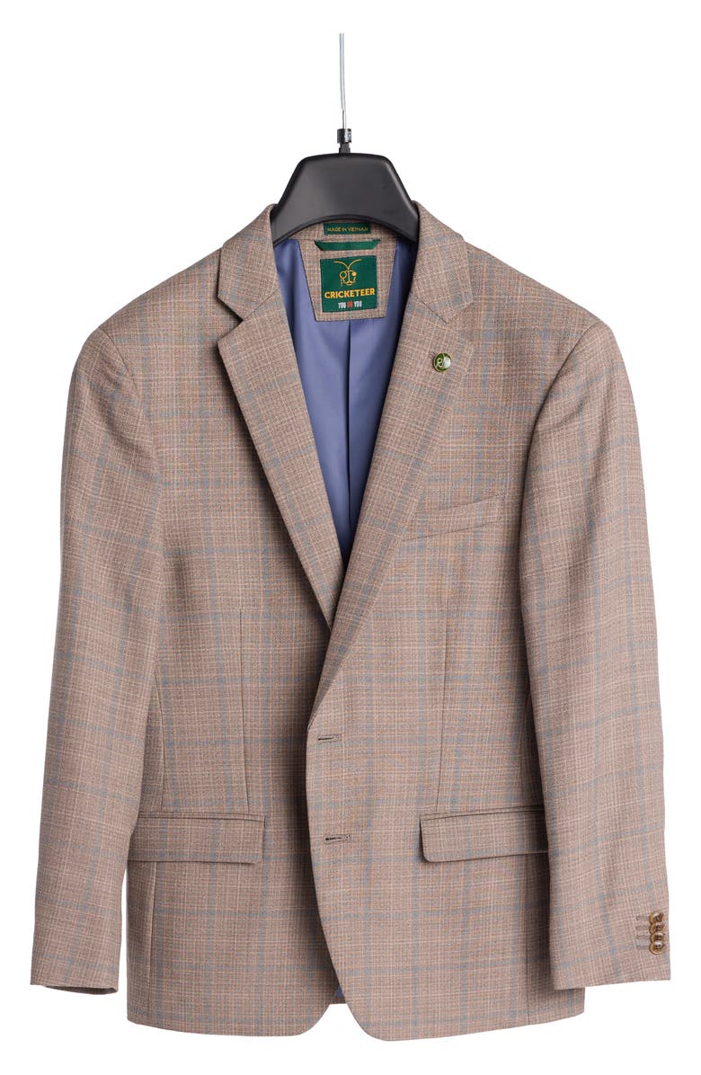 CRICKETEER Windowpane Wool Blend Sport Coat, Alternate, color, Taupe