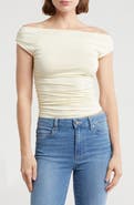 Elodie Off the Shoulder Cap Sleeve Ruched Top