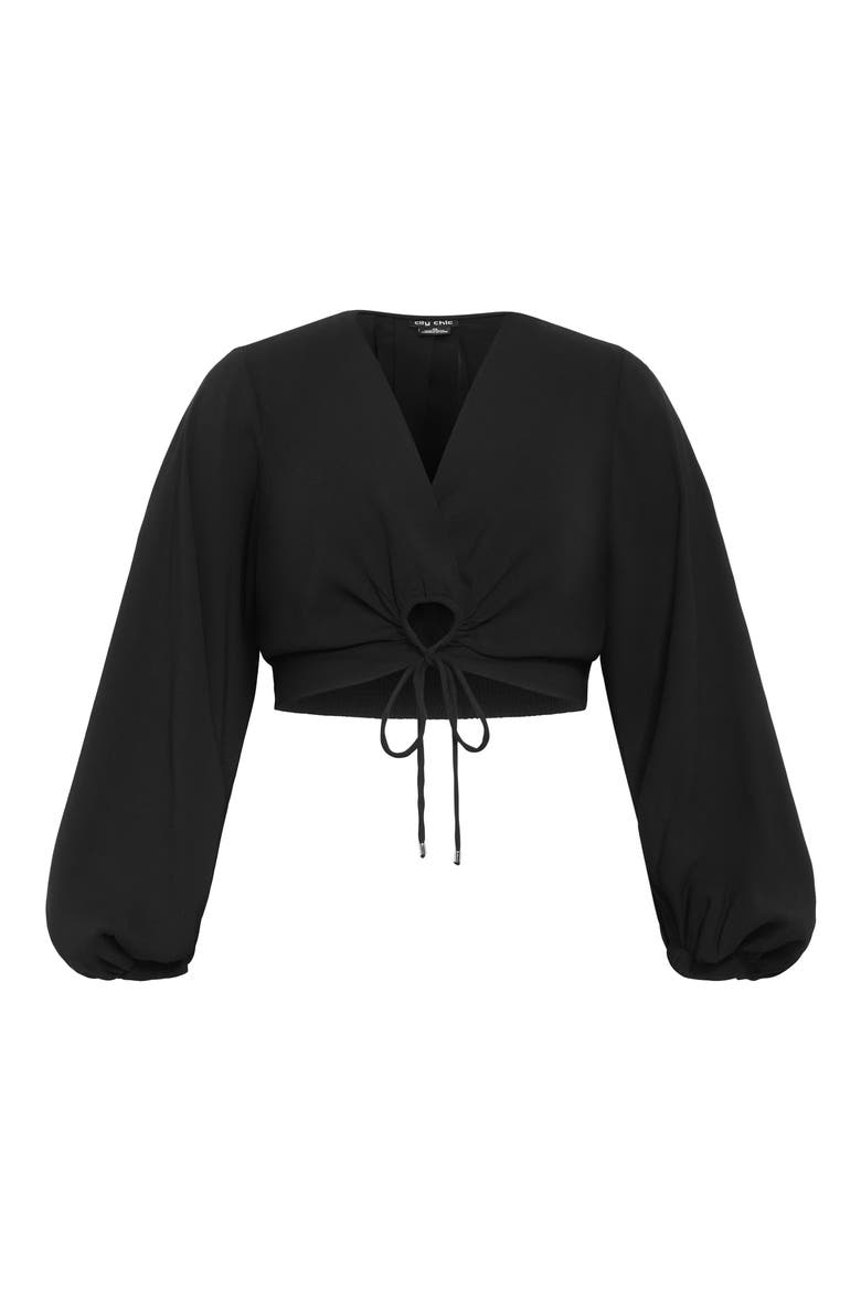 Selene Keyhole Crop Top, Alternate, color, BLACK