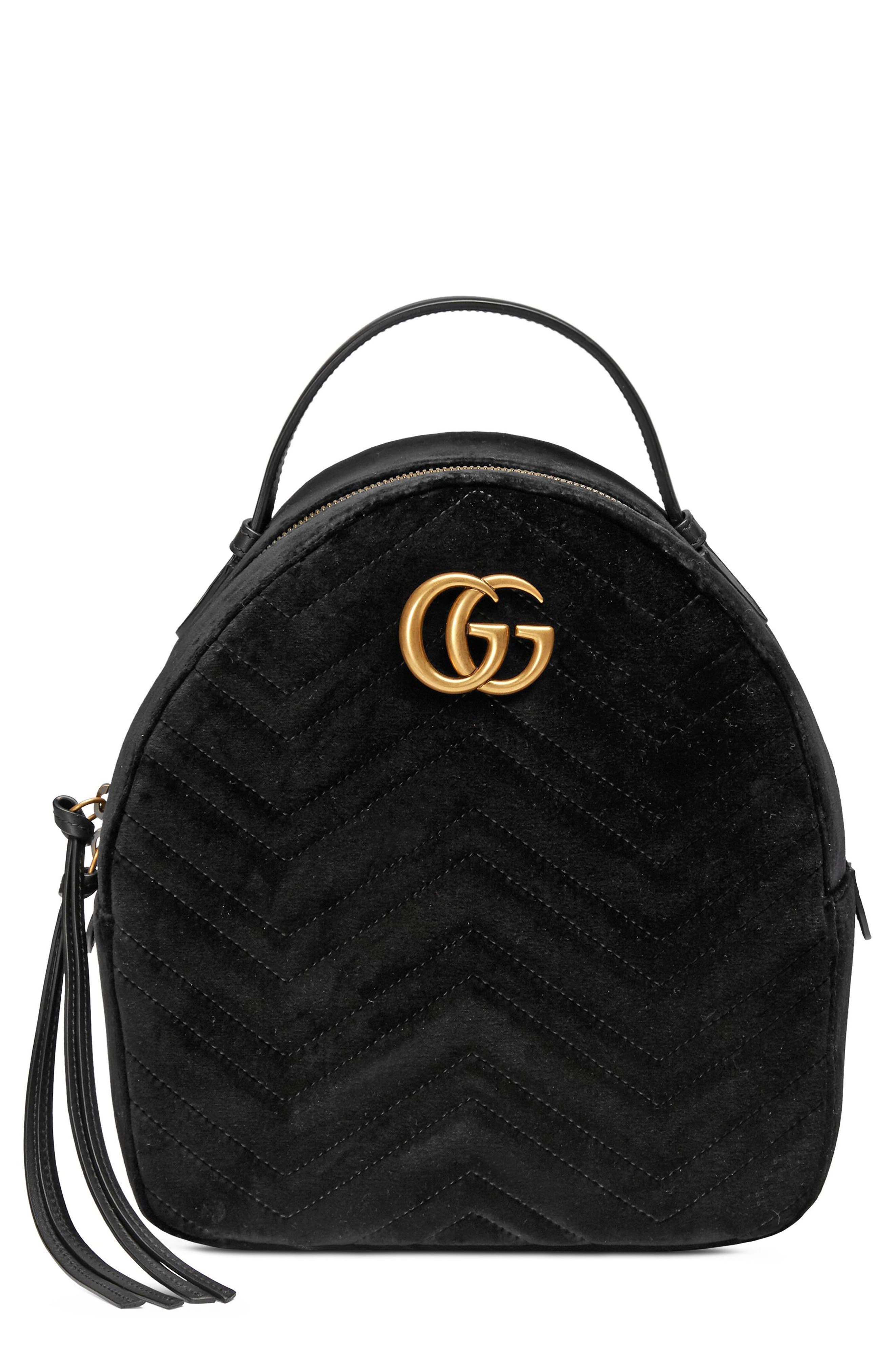 Gucci GG Marmont 2.0 Matelassé Quilted Velvet Backpack, Main, color, 