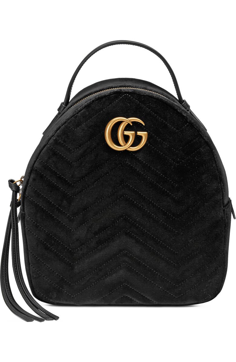 Gucci GG Marmont 2.0 Matelassé Quilted Velvet Backpack, Main, color,