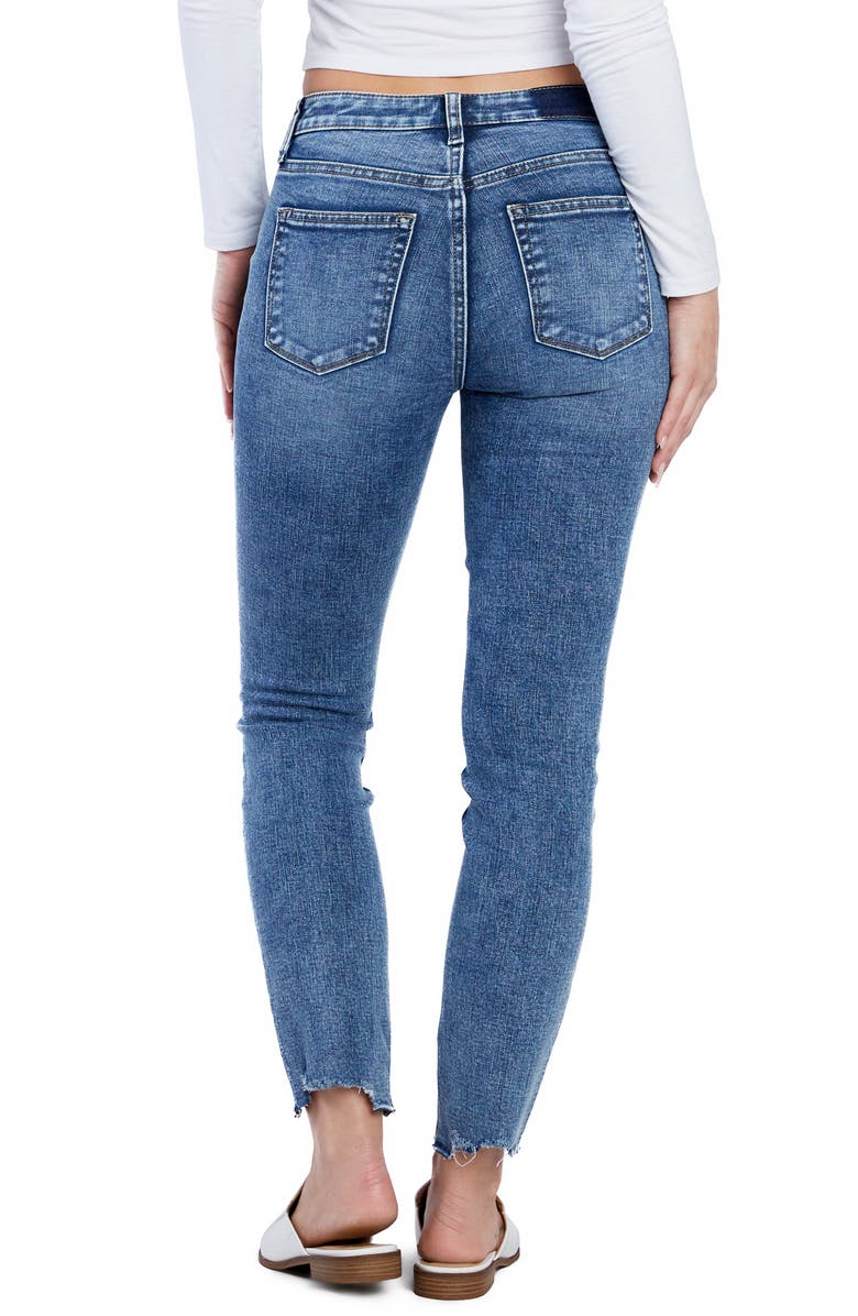 HINT OF BLU High Waist Chew Hem Skinny Jeans, Alternate, color, Star Gazer Blue